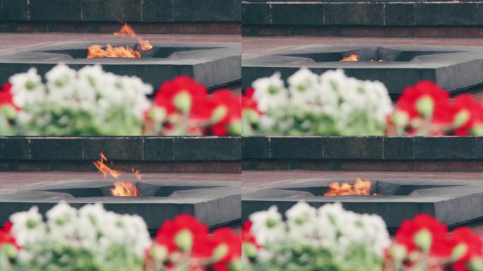 军事纪念碑和纪念馆的概念。战争纪念碑的永恒火焰，以纪念战争。