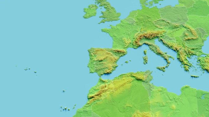 西班牙地图3D动画与边界