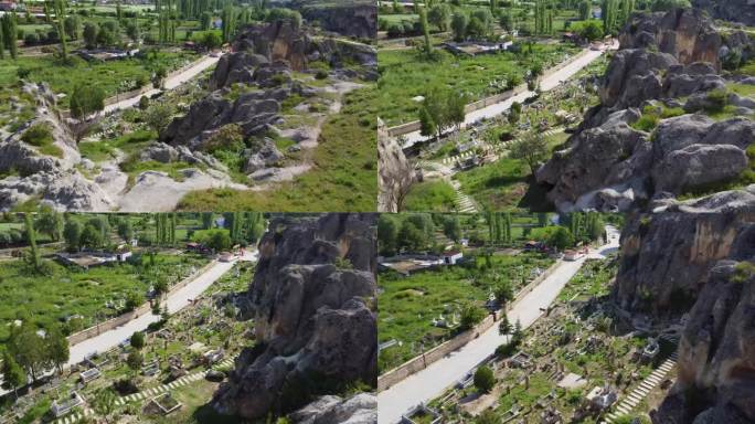 无人机从空中拍摄的土耳其古墓库存视频