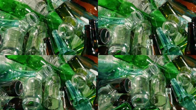 混合玻璃瓶堆移动镜头