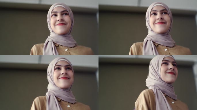 微笑的穆斯林妇女外国女人笑脸开心笑脸