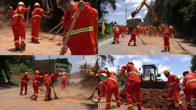 公路塌方抢险人工作业