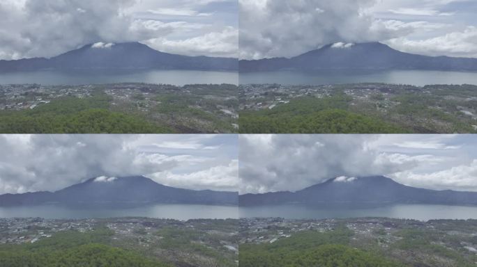 HDR印尼巴厘岛巴图尔火山湖航拍自然风光