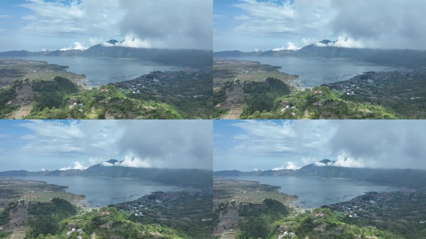 HDR印尼巴厘岛巴图尔火山湖航拍自然风光