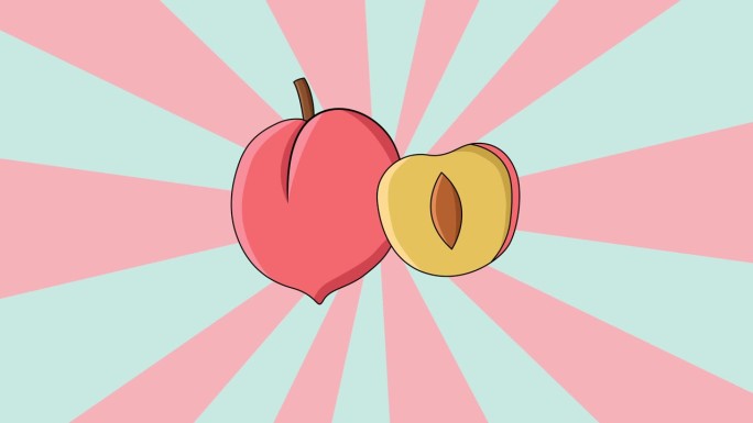 动画的桃子图标与旋转的背景