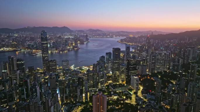 香港维多利亚港夜景延时