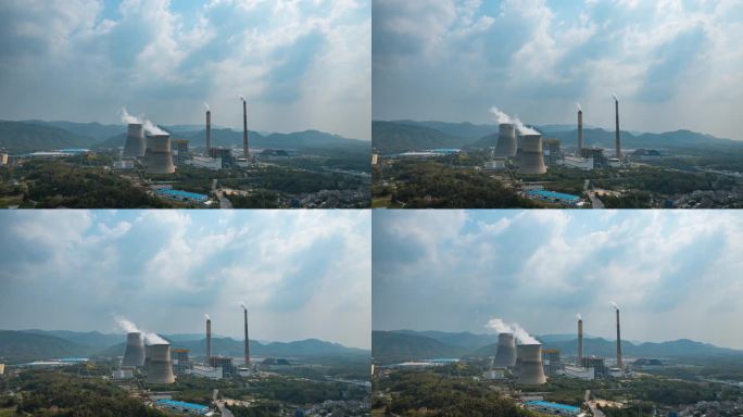 8K火电厂火力发电工业设备航拍延时视频