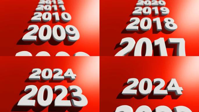 从2000年到2024年，红色背景下的动画
