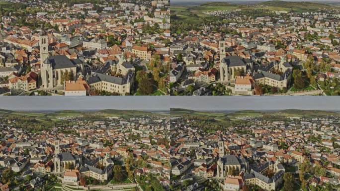 Kutna Hora Czechia Aerial v11缩小拍摄了城镇历史地标，圣詹姆斯教堂和意大
