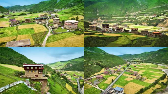 川西高原藏族村落色达县甲根达村航拍视频