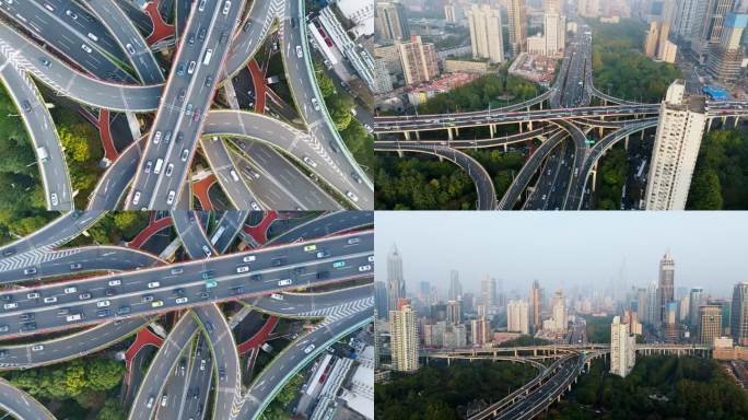 【4K】上海延安路立交高架延时航拍宣传片