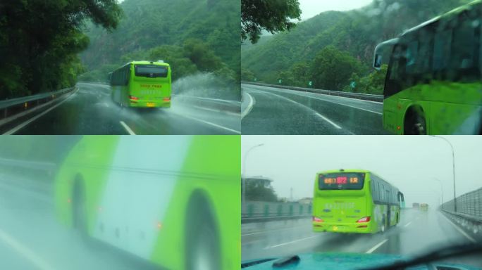 城市公交车雨天行车