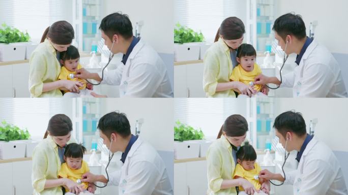 亚洲母亲带孩子医生
