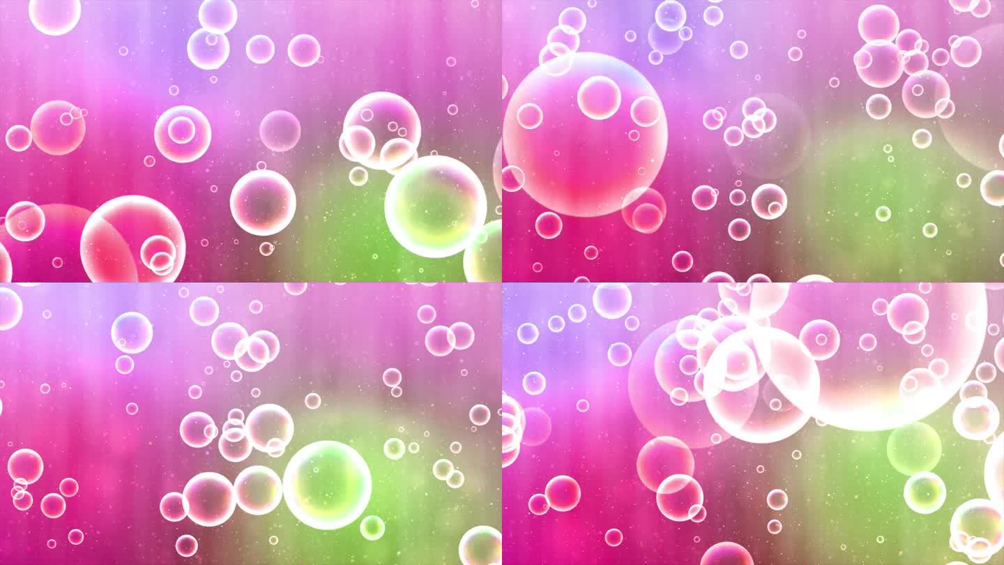 抽象彩色气球球体球动画视频，4K分辨率，动画气球随机移动，多色闪亮的圆圈，运动图形背景，泡泡魔法。