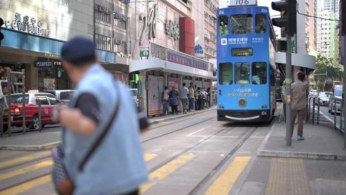 香港街区行人巴士街道