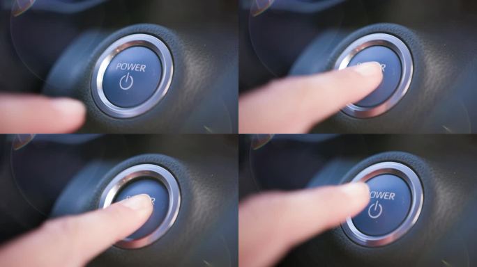 在车内按下发动机启动按钮