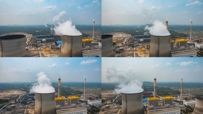 8K火力发电厂工业污染浓烟滚滚延时