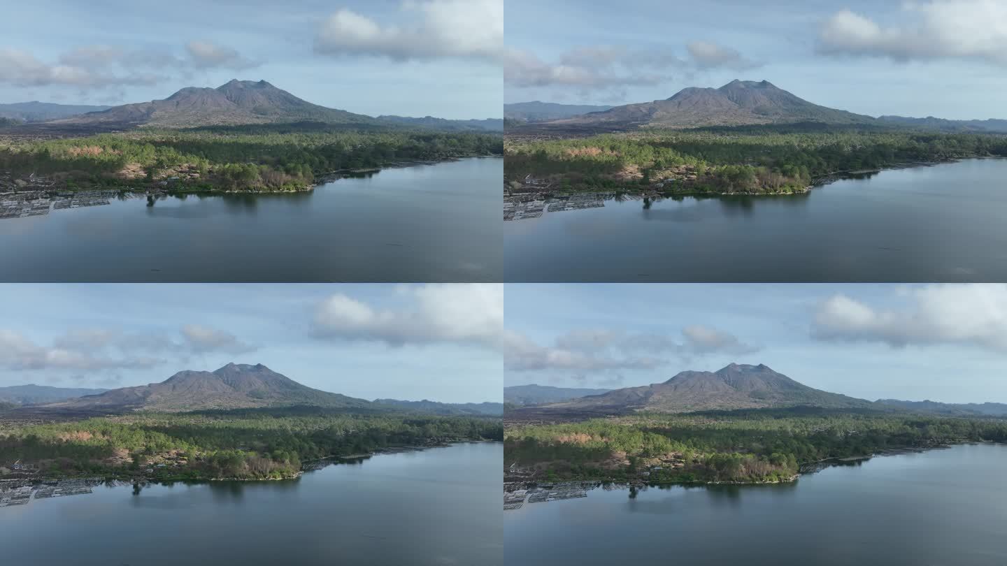 印尼巴厘岛巴图尔火山湖航拍自然风光