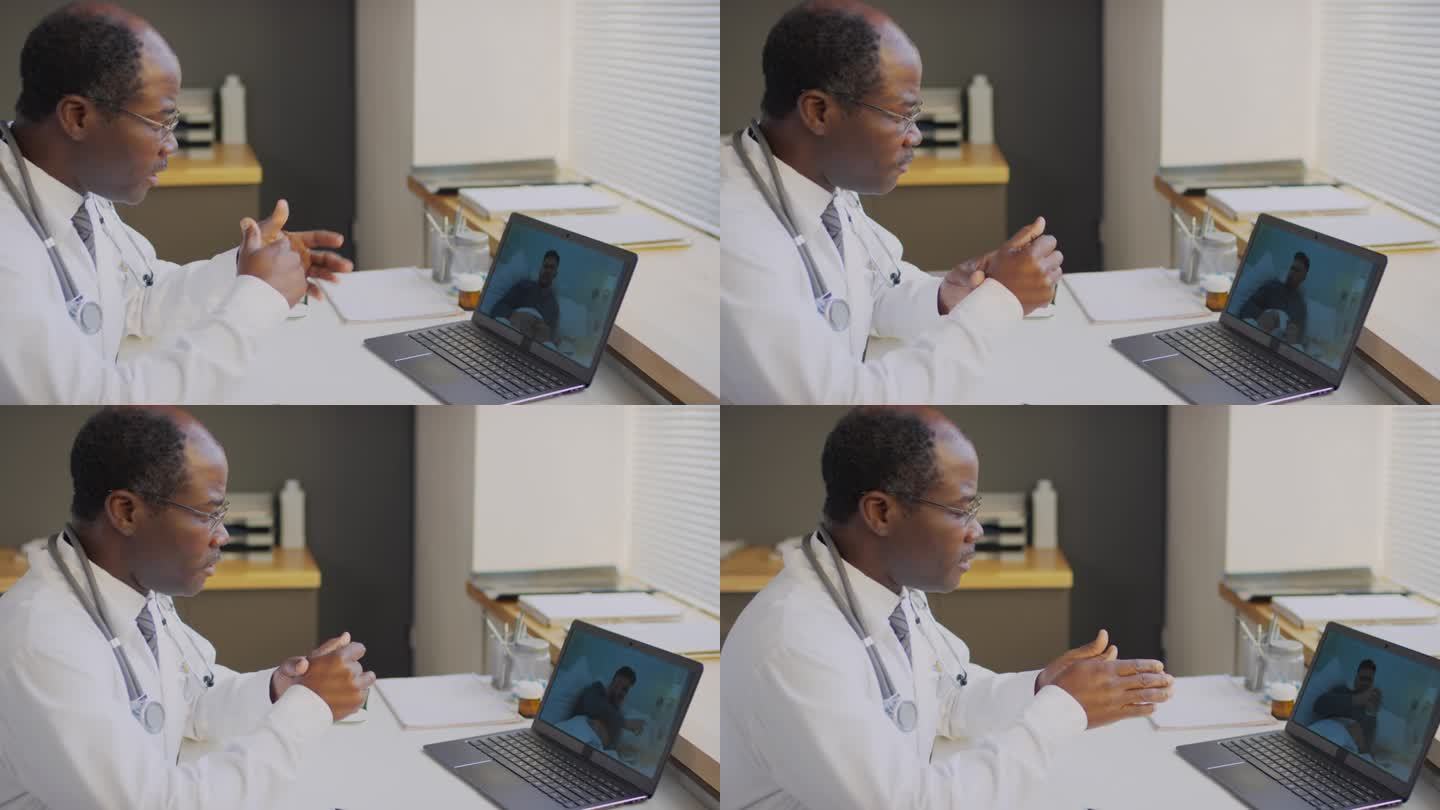 医生通过在线视频电话咨询病人