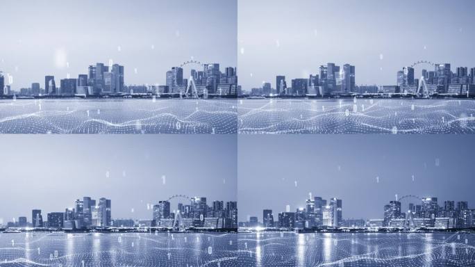 深圳前海城市景观延时与技术领先的人工智能智慧城市数字化概念