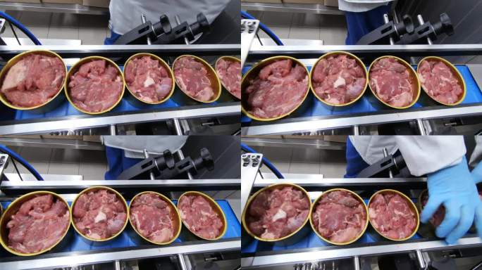 肉类罐头的生产。