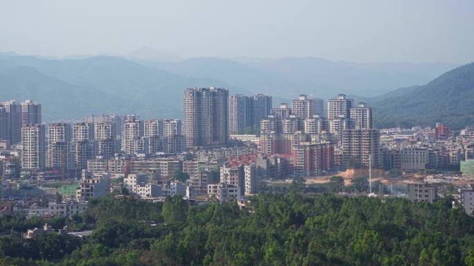 花园城市固定机位城市缩影县城楼宇地平线