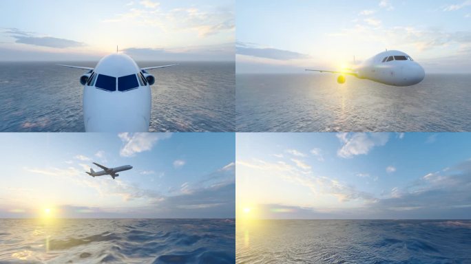 飞机穿越海平面的航拍照片。