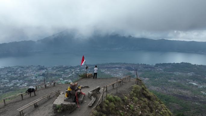 HDR印尼巴厘岛巴图尔火山航拍自然风光