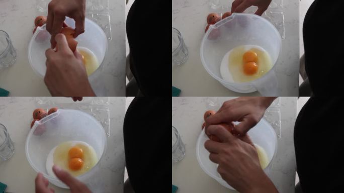 鸡蛋掉进了碗里