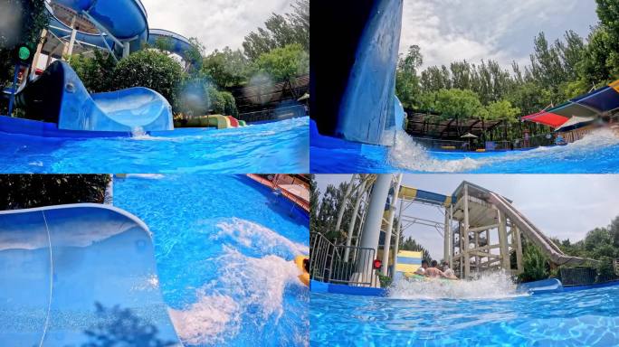 水上乐园游乐园玩水运动镜头游客抓拍