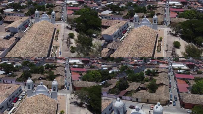 在迷人的洪都拉斯格拉西亚斯，天主教堂的平铺屋顶