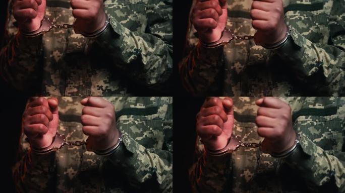 军人戴上手铐的双手，军事法庭，对战争罪的惩罚