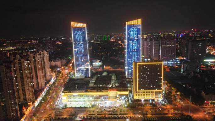 张家港市万达广场金港汇金中心双子大厦夜景