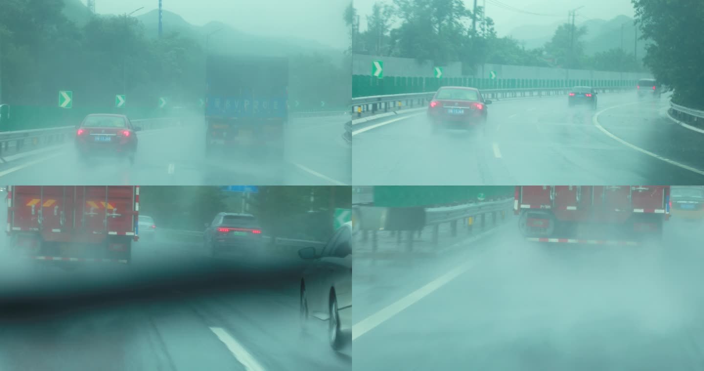 雨天城市高速出行行车