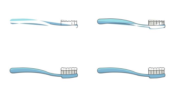 在白色背景上形成牙刷的动画视频
