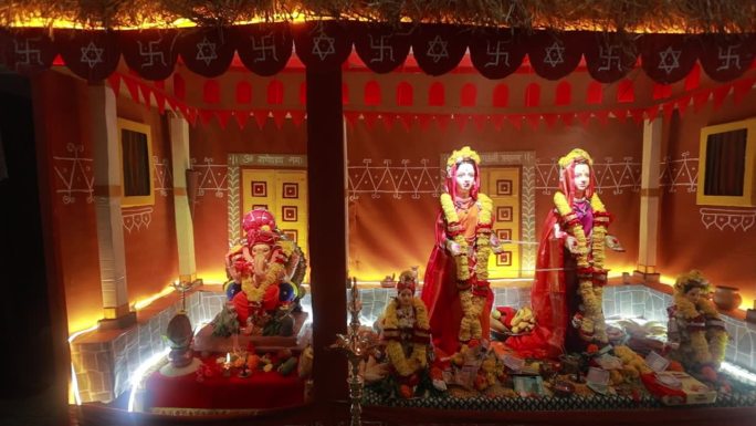 女神Gauri pujan和主Ganesha chaturthi的装饰