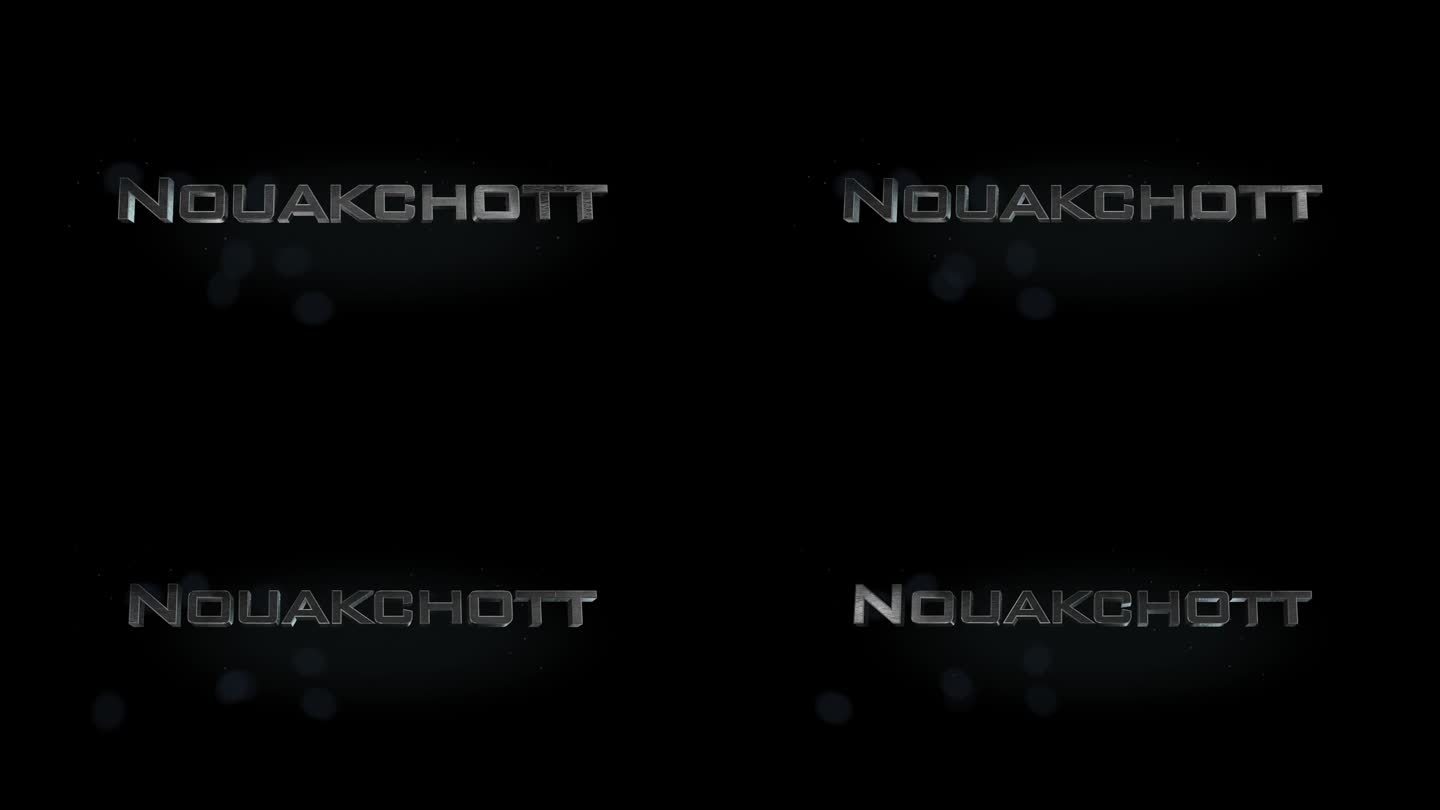 努瓦克肖特3D标题字制作与金属动画文本透明黑色