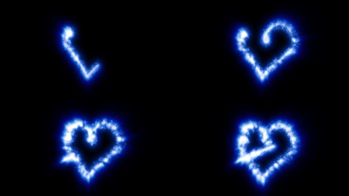 抽象的蓝色爱心小明亮发光粒子的能量节日背景情人节