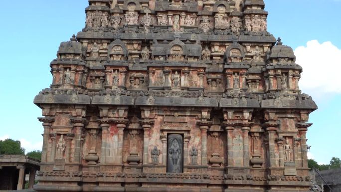 古印度神庙塔。4K分辨率信仰石雕