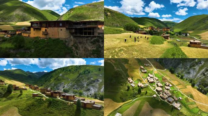 川西高原藏族村落白玉县龚巴村航拍视频素材