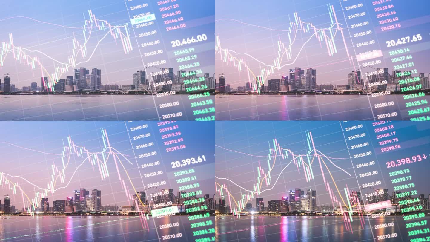 T/L MS深圳CBD黄昏到夜晚的时间差和金融经济资本市场波动的概念