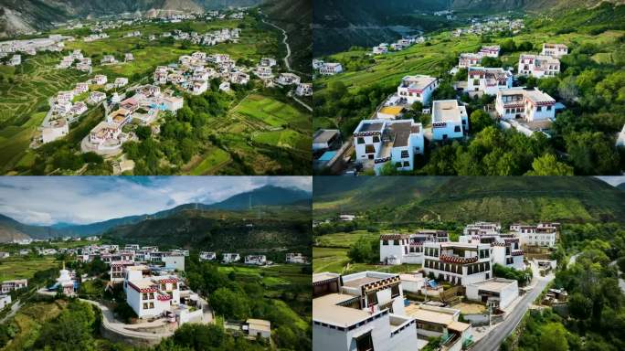 川西高原藏族村落乡城县白藏房航拍视频素材