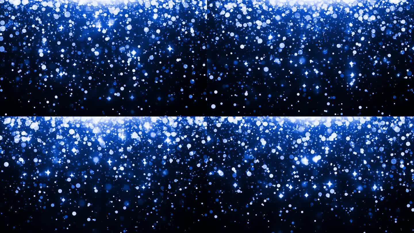 粒子舞台背景宽屏粒子雨蓝色闪烁光斑