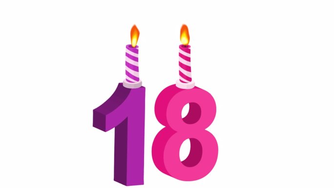 18岁生日。祝贺你们有一支燃烧的蜡烛。卡通