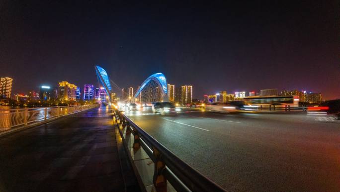 山西太原市长风商务区南中环桥夜景延时