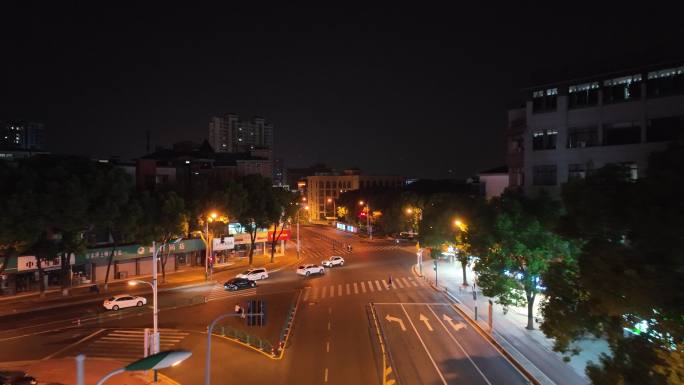江苏省张家港市长河中路夜景航拍