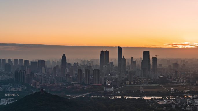 【4K】无锡惠山日出市中心日出延时