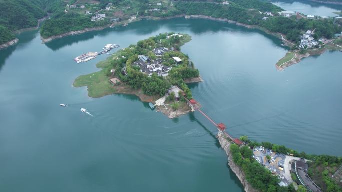 4K陕西瀛湖4A风景区航拍视频