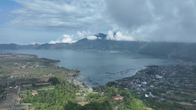 HDR印尼巴厘岛巴图尔火山湖航拍自然风光