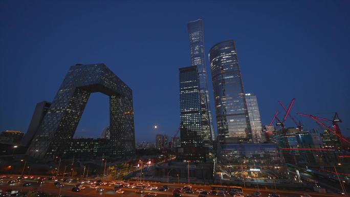 都市光影北京中央电视台大楼日转夜延时